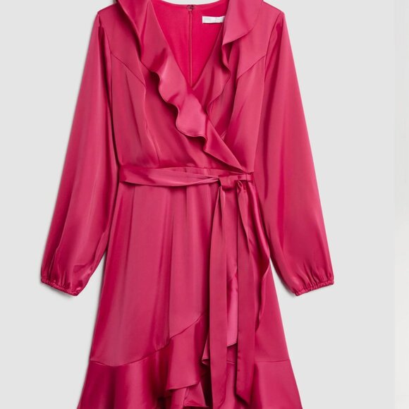Ruffle Detail Wrap Dress - Cherry - Picture 8 of 8